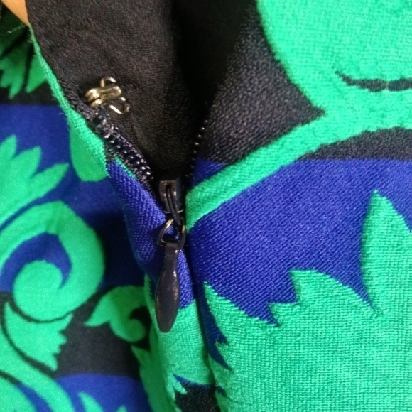 J Crew Jacquard Sleeveless Dress Navy Green Petite 8P - Picture 9 of 13